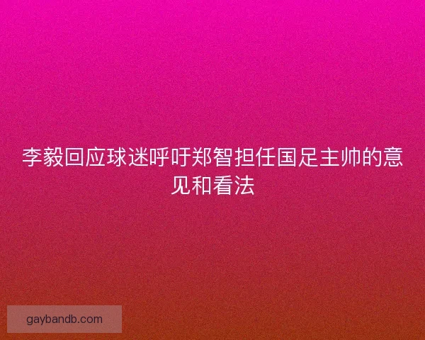 李毅回应球迷呼吁郑智担任国足主帅的意见和看法